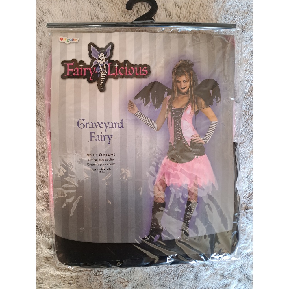 Disguise Fairy-Licious Graveyard Fairy Pink Black Gothic Emo Costume Adult 12-14